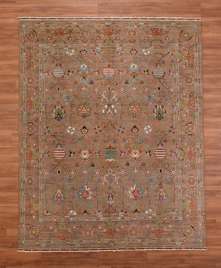 Sultani Binbirgece Original Hand Woven Brown Vegetable Dyed Wool Carpet 246x301 7.40 Square Meters - 8x10 ft