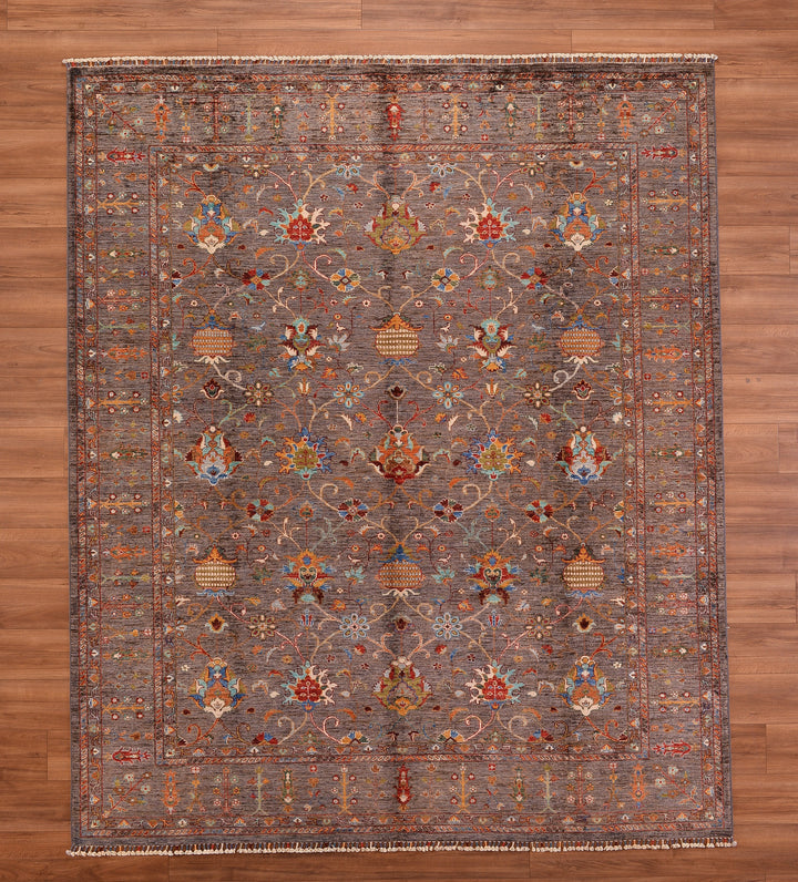 Sultani Binbirgece Orjinal El Dokuması Kahverengi Kök Boya Yün Halı 254x300 7.62 Metrekare - 8x10 ft