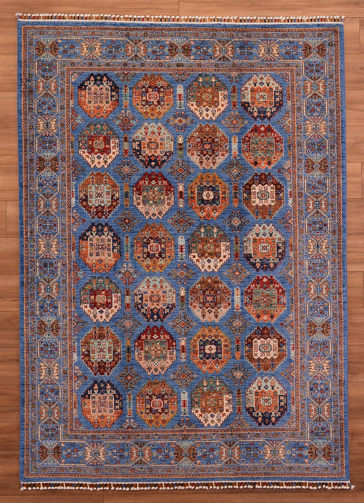 Veziri Orjinal El Dokuması Mavi Kök Boya Yün Halı 173x241 4.17 Metrekare - 6x9 ft