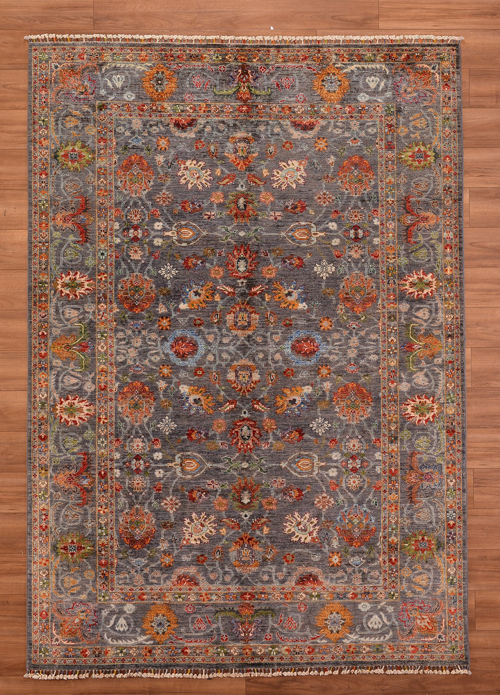 Sultani Binbirgece Original Hand Woven Gray Vegetable Dyed Wool Carpet 209x299 6.25 Square Meters - 5x6 ft