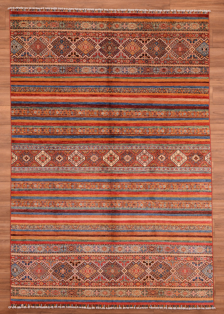 Khorjin Original Hand Woven Multi Vegetable Dyed Wool Carpet 202x294 5.94 Square Meters - 7x10 ft