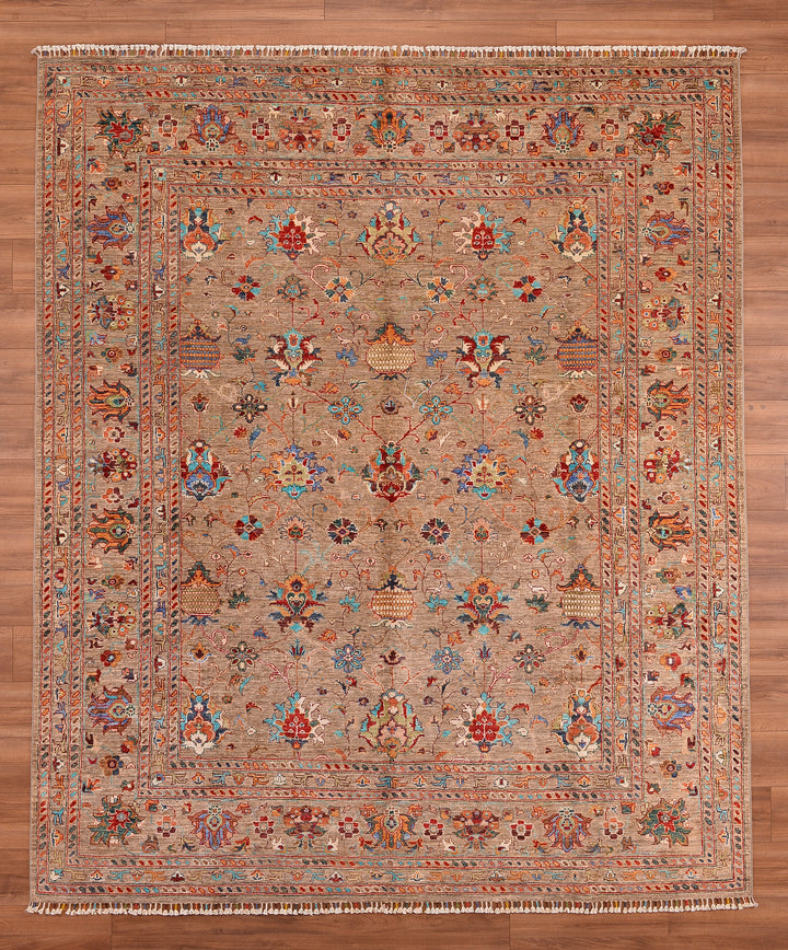 Sultani Binbirgece Original Hand Woven Brown Vegetable Dyed Wool Carpet 248x295 7.32 Square Meters - 8x10ft