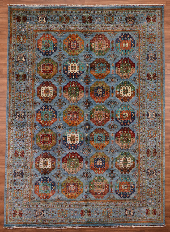 Veziri Original Hand Woven Blue Vegetable Dyed Wool Carpet 265x367 9.73 Square Meters - 9x12 ft