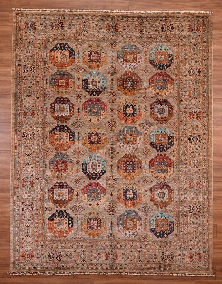 Veziri Original Hand Woven Beige Vegetable Dyed Wool Carpet 279x358 9.99 Square Meters - 9x12 ft