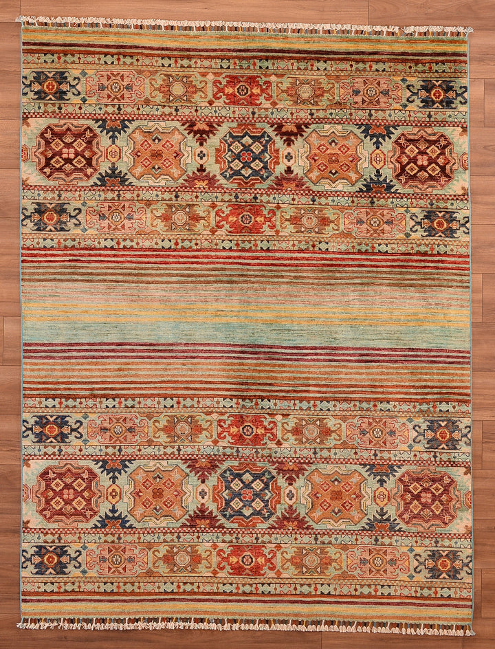 Khorjin Orjinal El Dokuması Bej Kök Boya Yün Halı 175x230 4.03 Metrekare - 6x9 ft