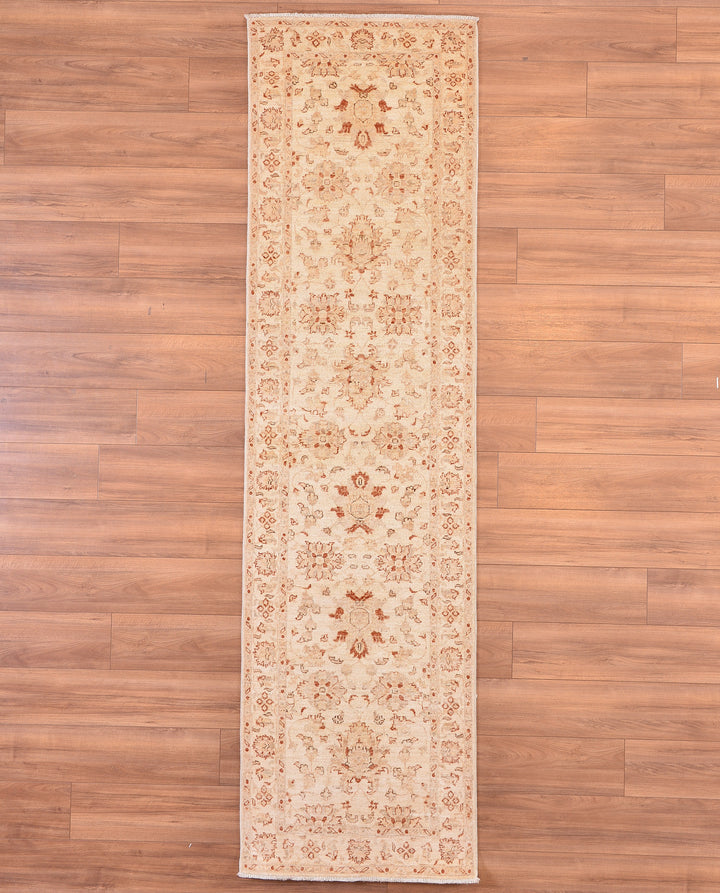 Uşak Original Hand Woven Runner Cream Vegetable Dyed Wool Carpet 0.79x296 2.34 Square Meters - 2x10 ft