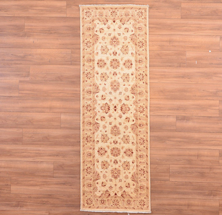 Uşak Original Hand Woven Runner Beige Vegetable Dyed Wool Carpet 0.82x244 2 Square Meters - 2x8 ft