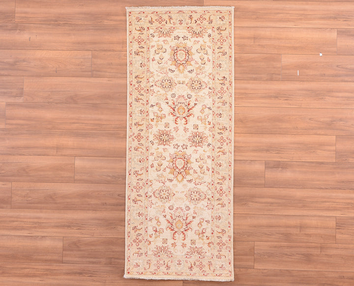 Uşak Original Hand Woven Runner Cream Vegetable Dyed Wool Carpet 0.77x194 1.49 Square Meters - 2x6 ft