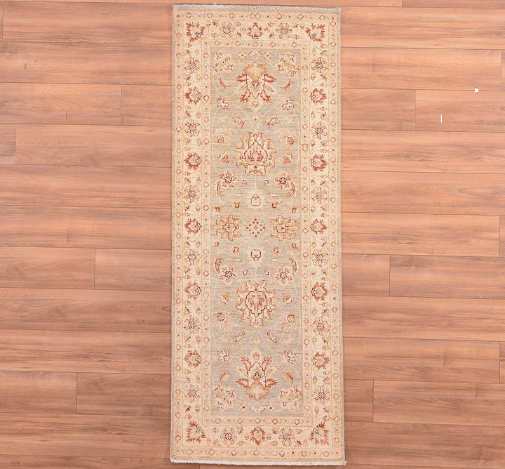 Uşak Original Hand Woven Runner Cream Vegetable Dyed Wool Carpet 0.78x211 1.65 Square Meters - 2x7 ft