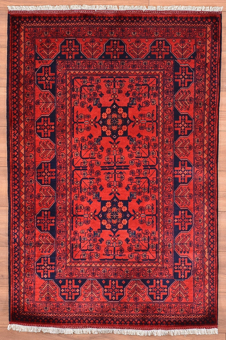 Afghan Carpet Khall Original Hand Woven Vegetable Dyed Wool 100x150 1.5 Square Meters - 3x5 ft