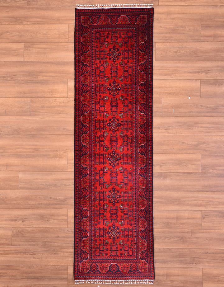 Afghan Carpet Hamyap Runner Original Hand Woven Vegetable Dyed Wool 0.87x289 2.51 Square Meters - 3x9 ft