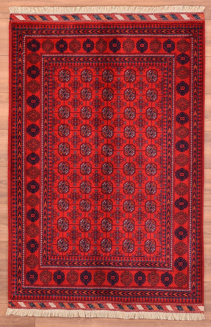 Afghan Carpet Bilcik Original Hand Woven Vegetable Dyed Wool 100x144 1.44 Square Meters - 3x4 ft