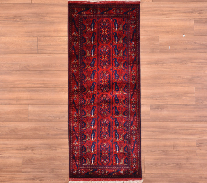 Afghan Carpet Runner Bilcik Original Hand Woven Vegetable Dyed Wool 0.81x198 1.60 Square Meters - 3x6 ft