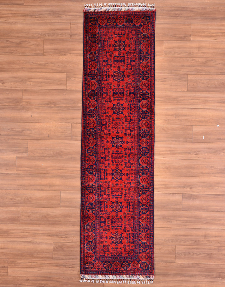 Afghan Carpet Hamyap Runner Original Hand Woven Vegetable Dyed Wool 0.81x297 2.41 Square Meters - 3x10 ft