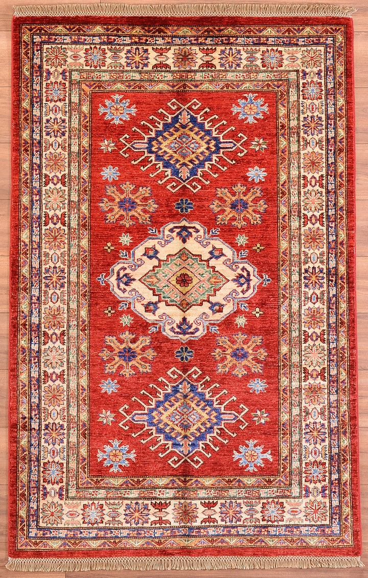 Shirvan Original Hand Woven Red Cream Vegetable Dyed Wool Carpet 118x183 2.16 Square Meters - 4x6 ft