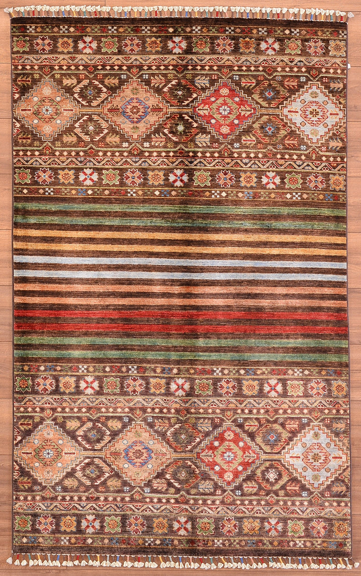 Khorjin Original Hand Woven Brown Vegetable Dyed Wool Carpet 116x184 2.13 Square Meters - 4x6 ft