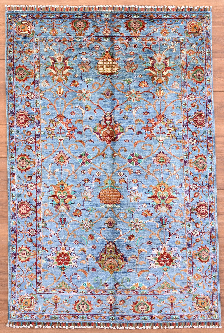 Sultani Binbirgece Orjinal El Dokuması Mavi Kök Boya Yün Halı 123x182 2.24 Metrekare - 4x6 ft