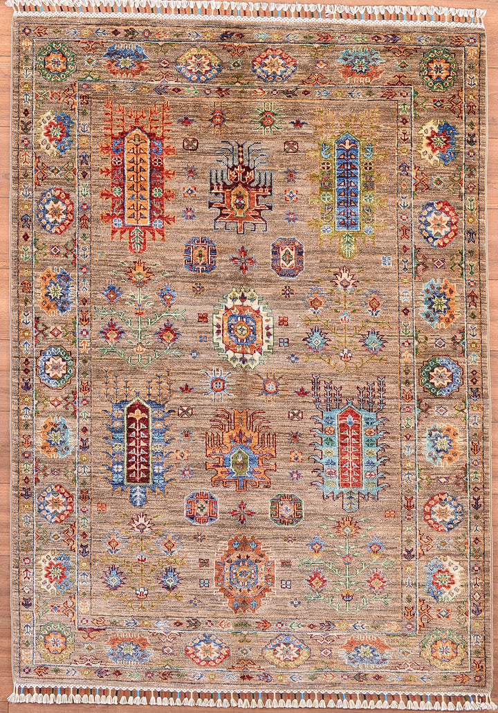 Veziri Original Hand Woven Beige Vegetable Dyed Wool Carpet 130x180 2.31 Square Meters - 4x6 ft