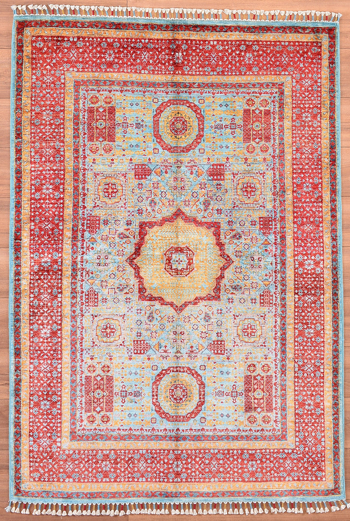 Mamluk Original Hand Woven Multi Vegetable Dyed Wool Carpet 128x186 2.38 Square Meters - 4x6 ft