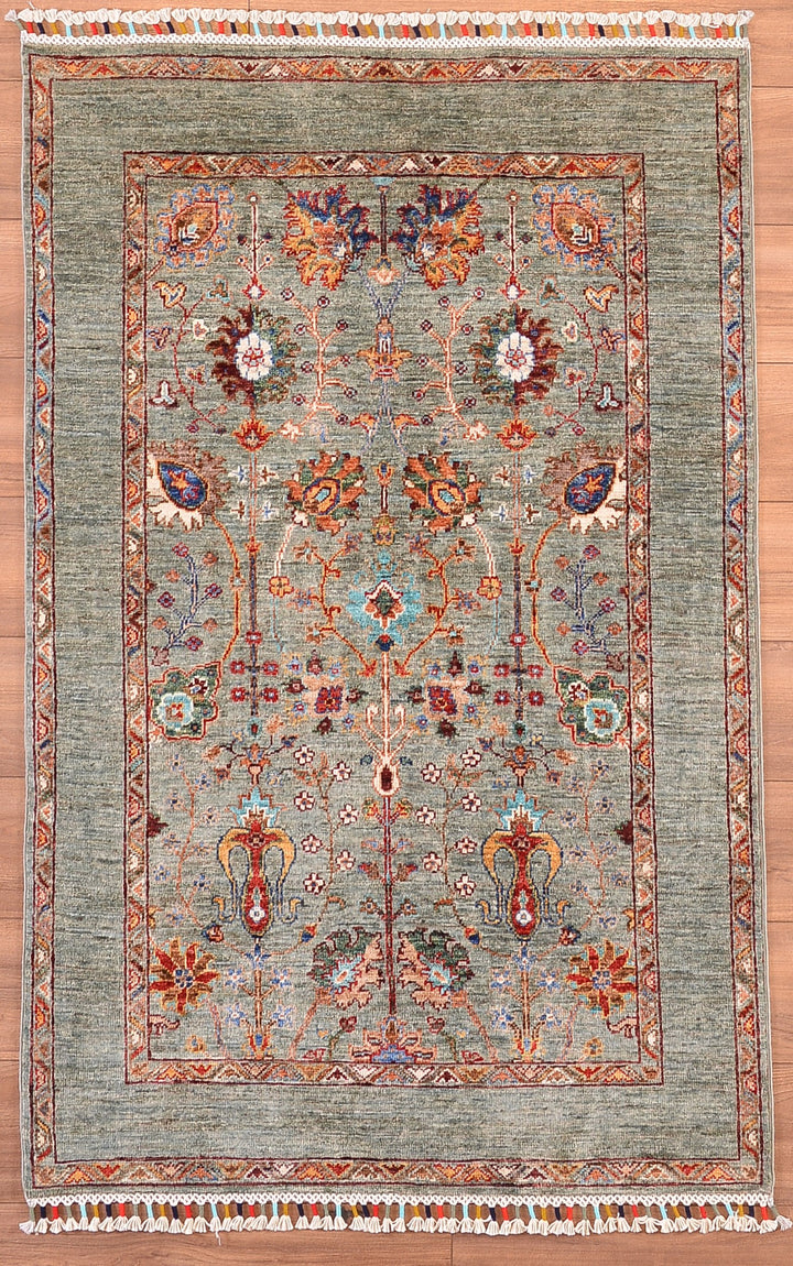 Sultani Binbirgece Original Hand Woven Gray Vegetable Dyed Wool Carpet 102x158 1.61 Square Meters - 3x5 ft