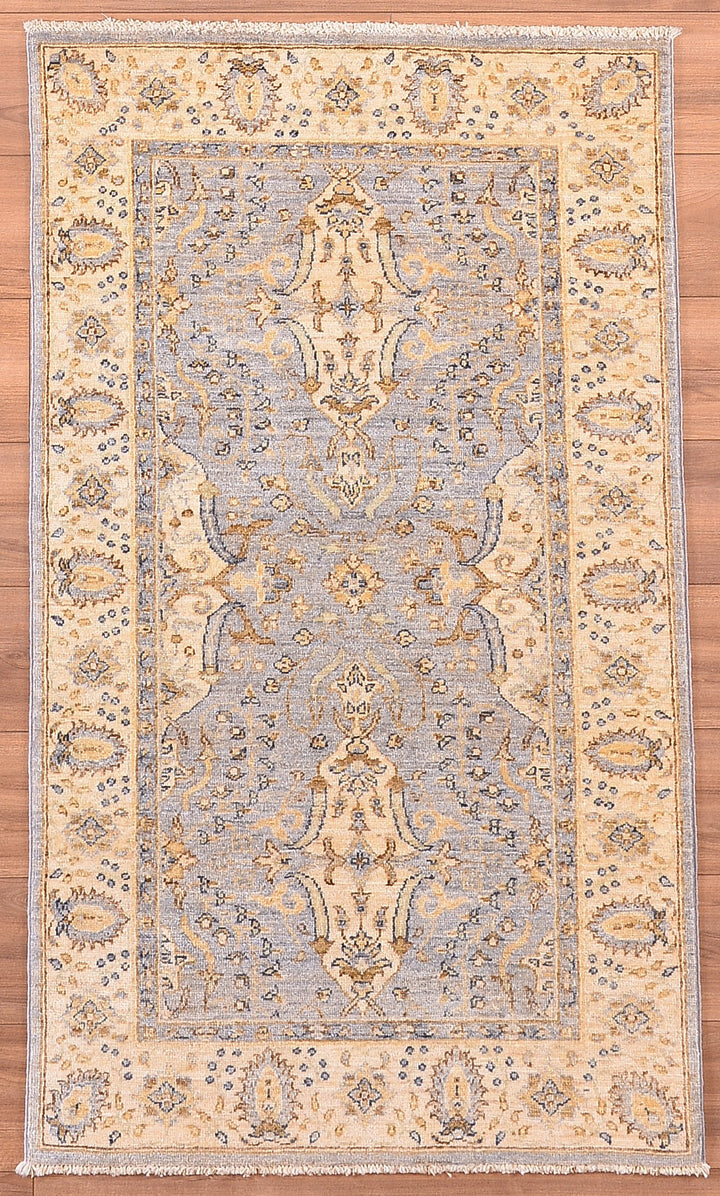 Uşak Original Hand Woven Cream Grey Vegetable Dyed Wool Carpet 0.87x151 1.31 Square Meters - 3x5 ft