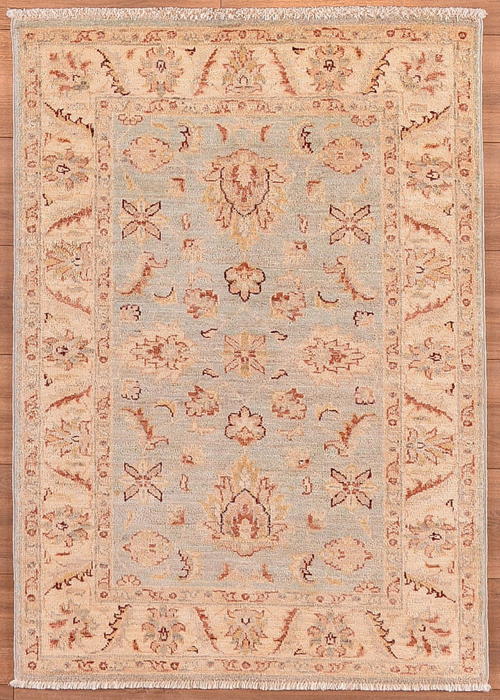 Uşak Original Hand Woven Cream Grey Vegetable Dyed Wool Carpet 0.84x117 0.98 Square Meters - 3x5 ft