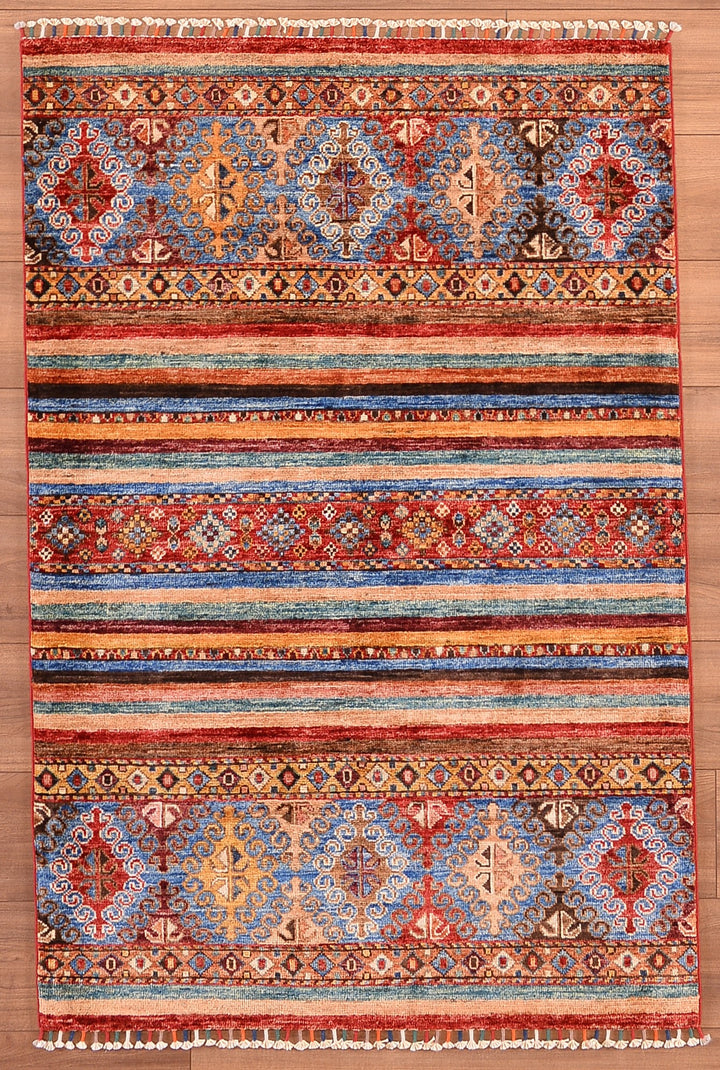 Khorjin Original Hand Woven Multi Vegetable Dyed Wool Carpet 100x149 1.49 Square Meters - 3x5 ft