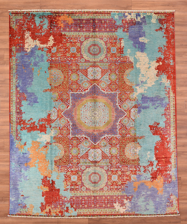 K.Mamluk Original Hand Woven Multi Vegetable Dyed Wool Carpet 250x302 7.55 Square Meters - 8x10 ft