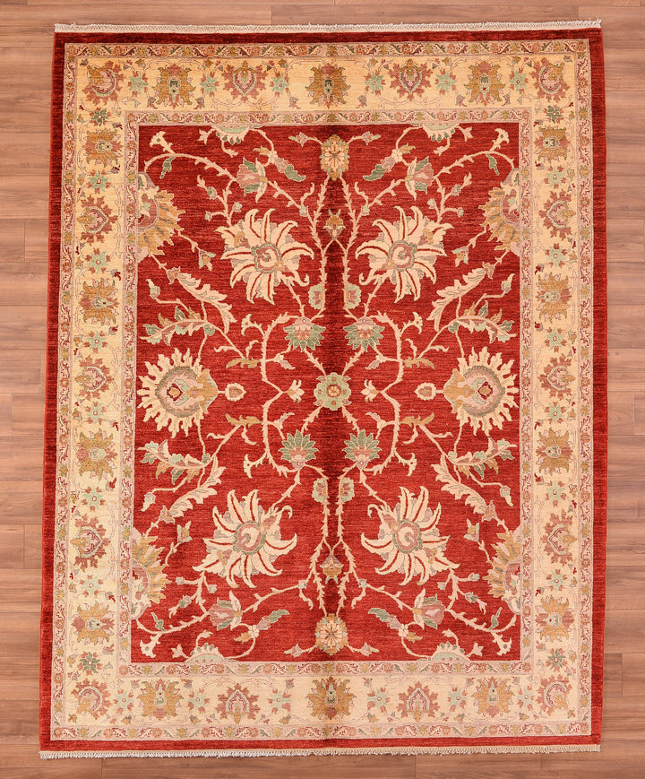 Uşak Original Hand Woven Red Cream Vegetable Dyed Wool Carpet 248x317 7.86 Square Meters - 8x10 ft