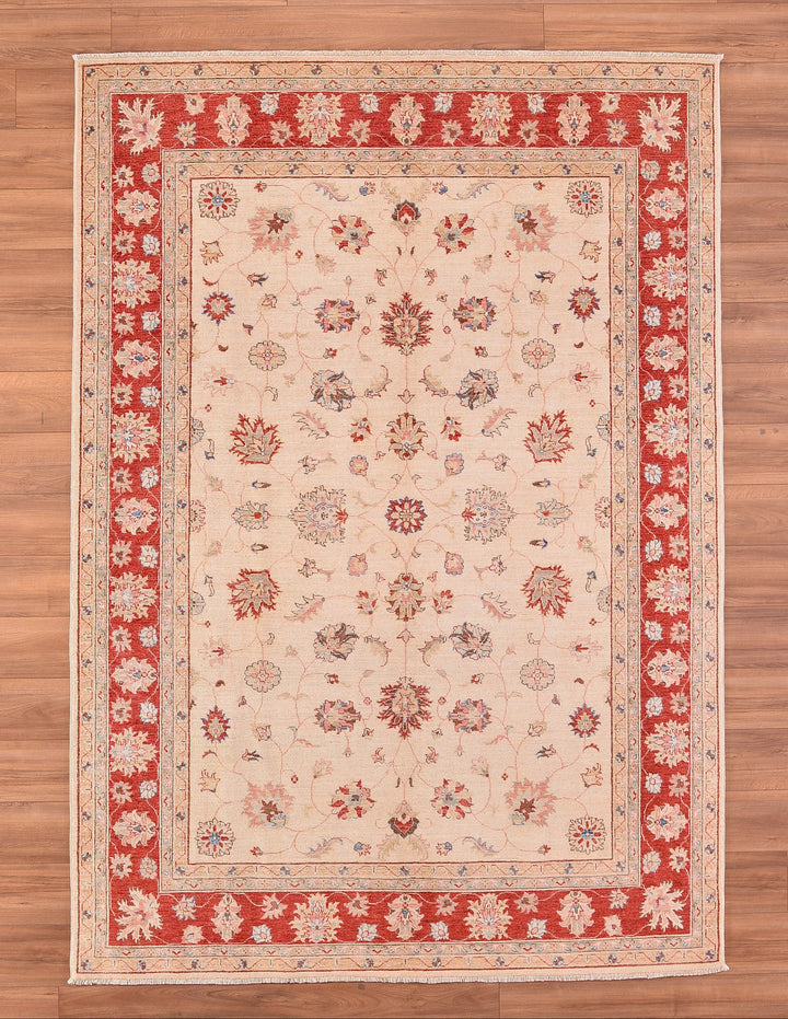 Uşak Original Hand Woven Cream Red Vegetable Dyed Wool Carpet 205x290 5.95 Square Meters - 8x10 ft