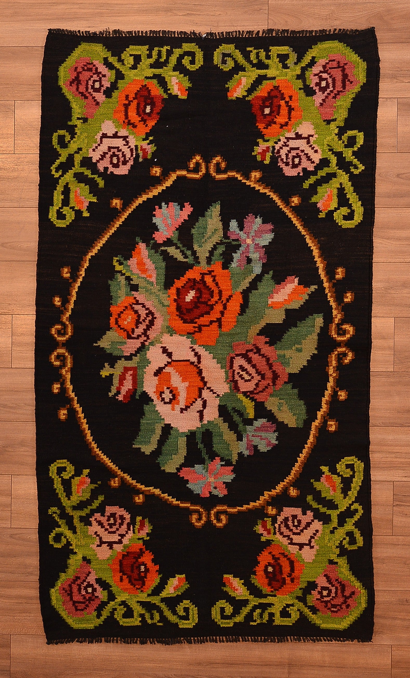 【在庫一掃セール】アルデビル キリム シルク 200cm×124cm Karabağ Orijinal El Dokuması Kilim 120x210 2.52 Metrekare - 4x7 ft