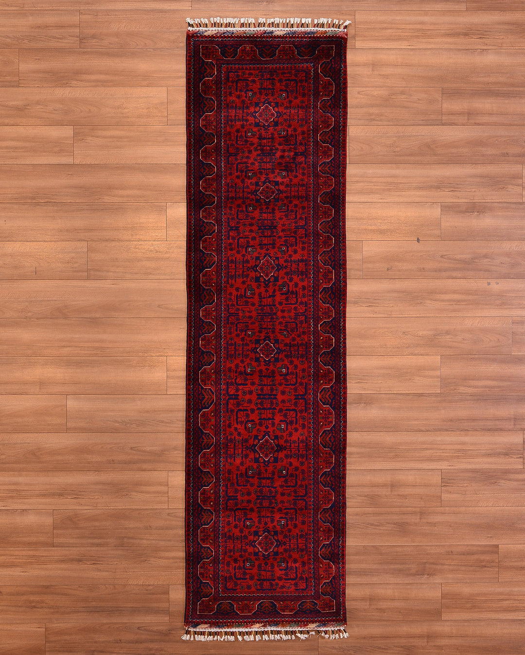 Afghan Carpet Hamyap Runner Original Hand Woven Vegetable Dyed Wool 0.79x296 2.34 Square Meters - 3x10 ft