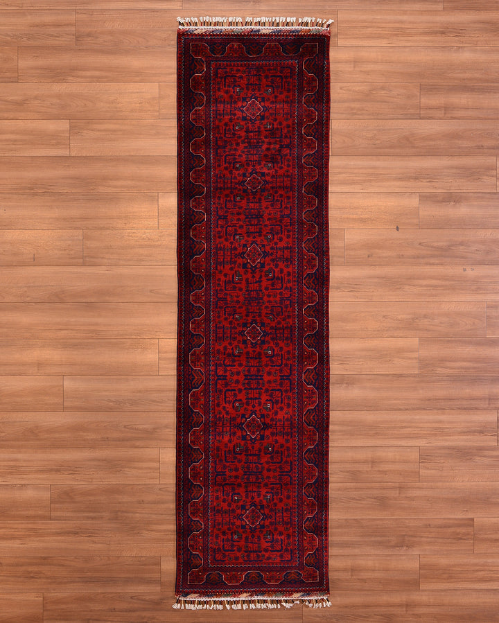 Afghan Carpet Hamyap Runner Original Hand Woven Vegetable Dyed Wool 0.79x296 2.34 Square Meters - 3x10 ft