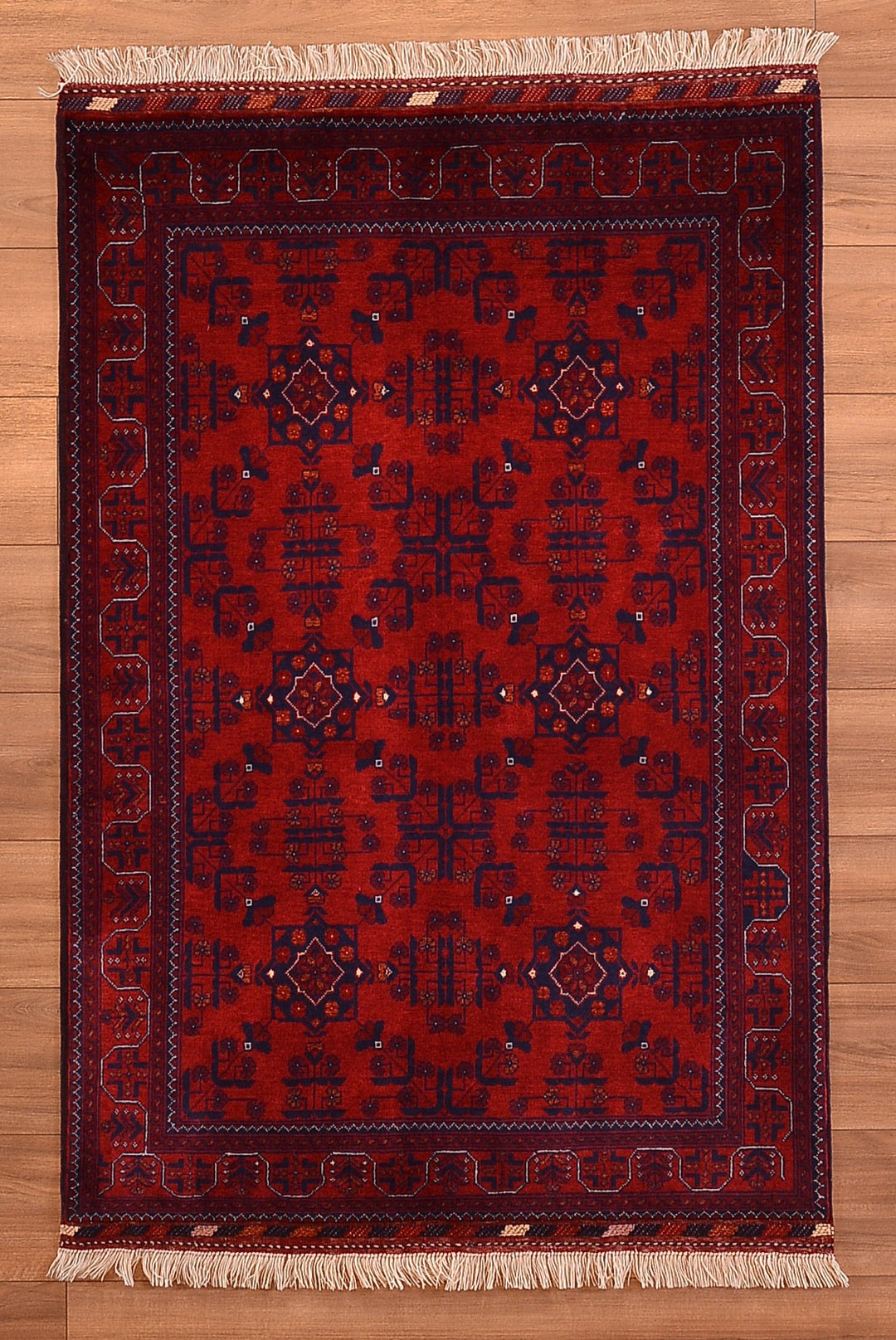 Afghan Carpet Bilcik Original Hand Woven Vegetable Dyed Wool 0.98x145 1.42 Square Meters - 3x4 ft