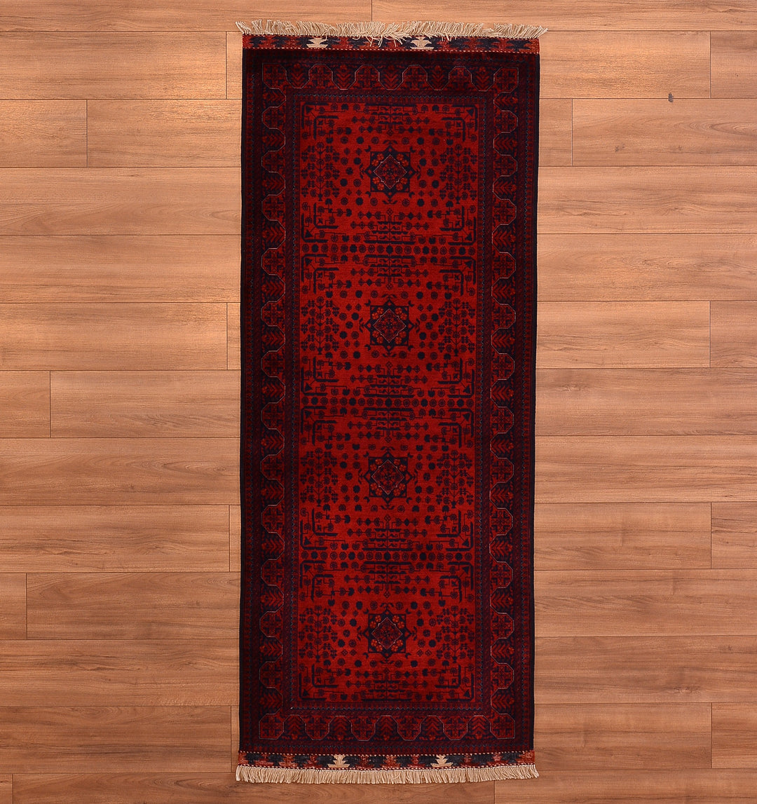 Afghan Carpet Runner Bilcik Original Hand Woven Vegetable Dyed Wool 0.82x202 1.66 Square Meters - 3x6 ft