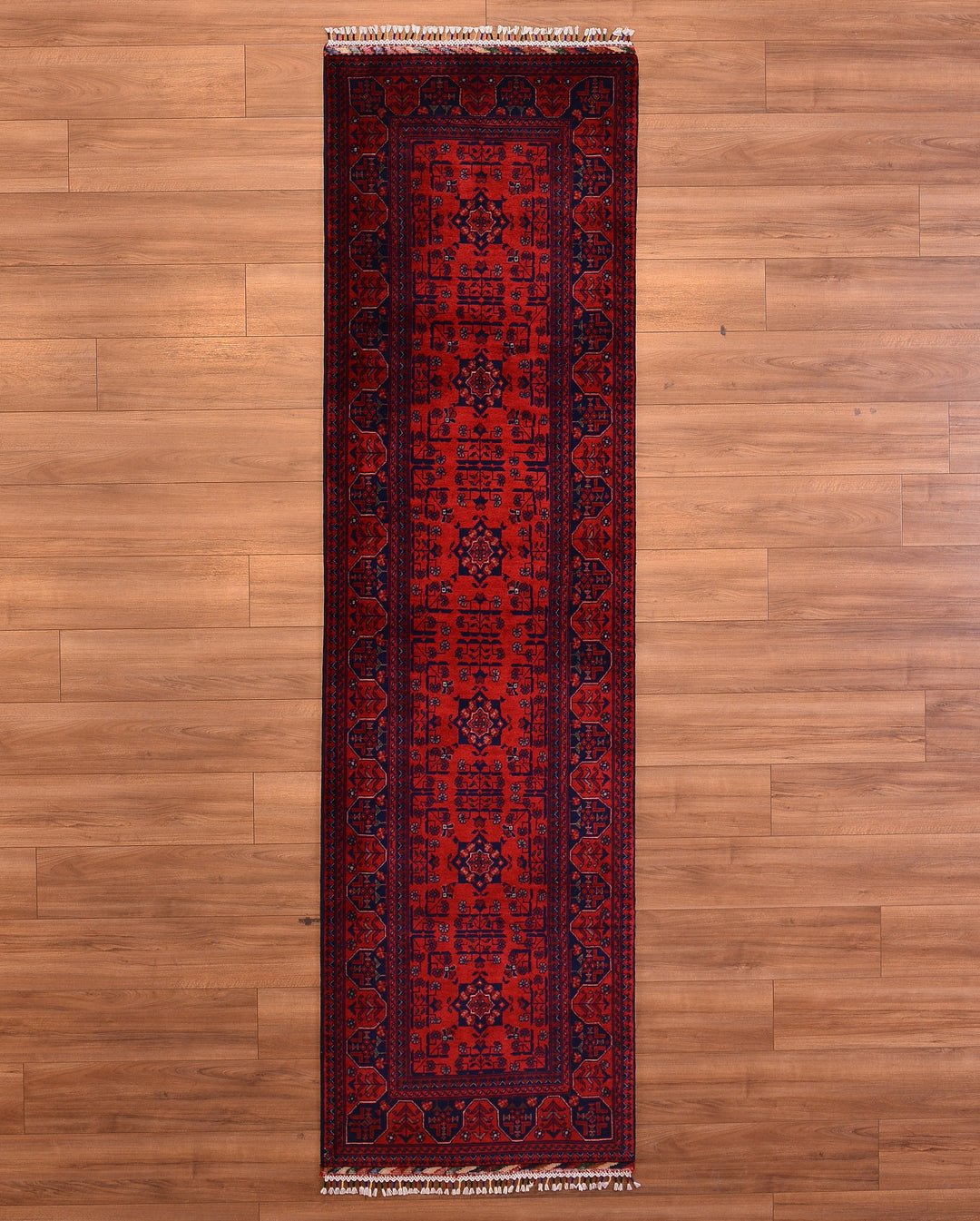 Afghan Carpet Hamyap Runner Original Hand Woven Vegetable Dyed Wool 0.82x296 2.43 Square Meters - 2x10 ft