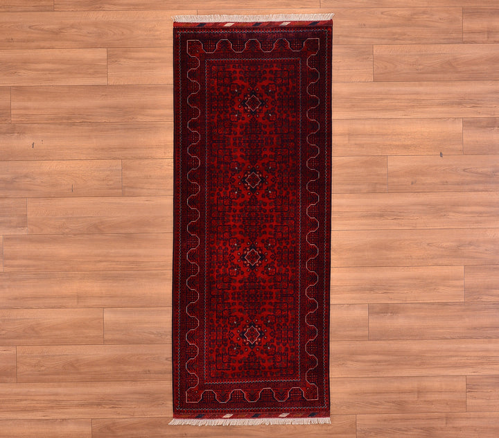 Afghan Carpet Runner Bilcik Original Hand Woven Vegetable Dyed Wool 0.79x200 1.58 Square Meters - 2x6 ft