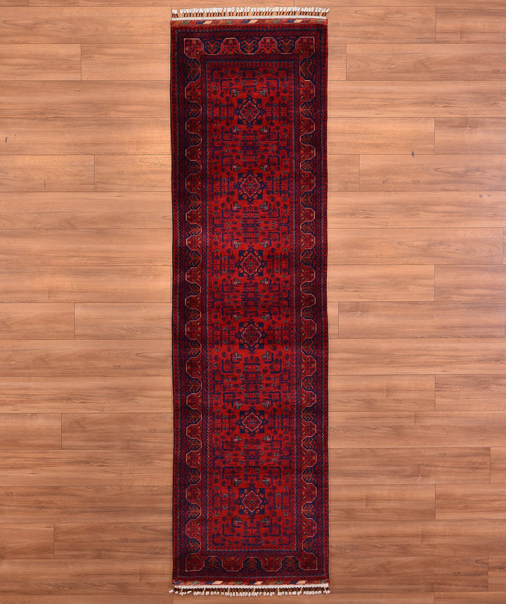 Afghan Carpet Hamyap Runner Original Hand Woven Vegetable Dyed Wool 0.80x292 2.34 Square Meters - 2x10 ft