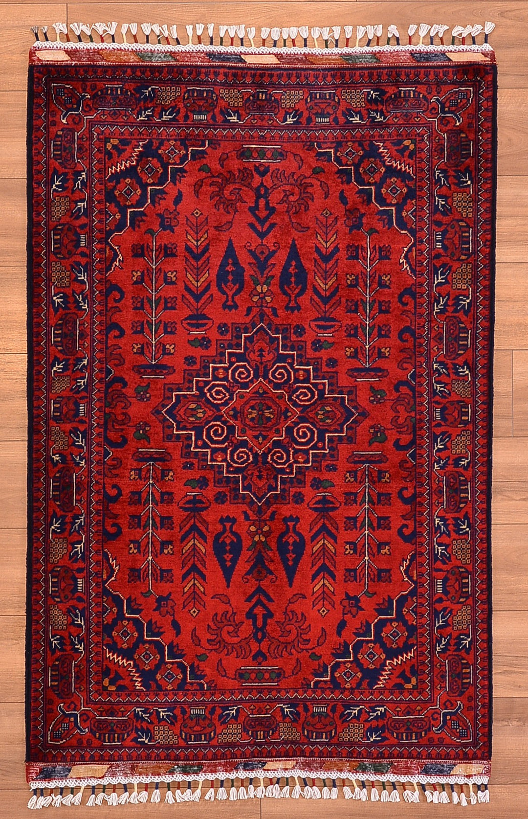 Afghan Carpet Hamyap Original Hand Woven Vegetable Dyed Wool 100x152 1.52 Square Meters - 3x5 ft