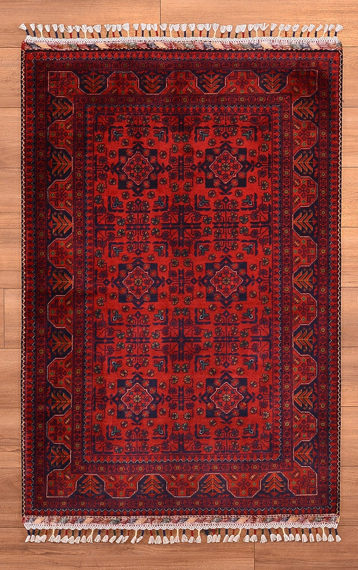 Afghan Carpet Hamyap Original Hand Woven Vegetable Dyed Wool 0.99x148 1.47 Square Meters - 3x5 ft