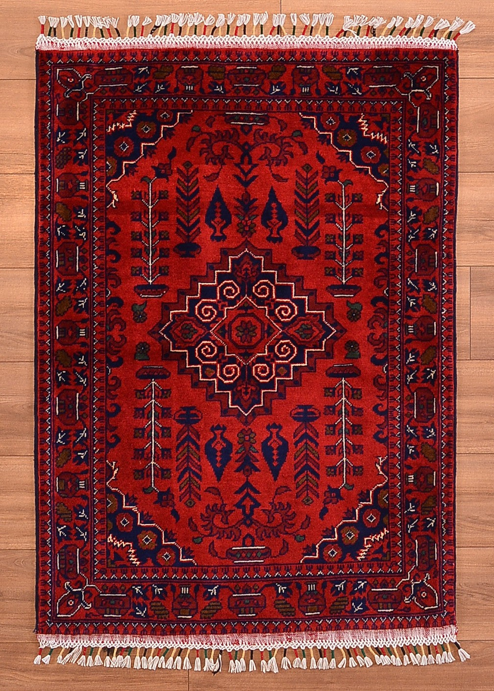 Afghan Carpet Hamyap Original Hand Woven Vegetable Dyed Wool 0.85x120 1.02 Square Meters - 2x4 ft