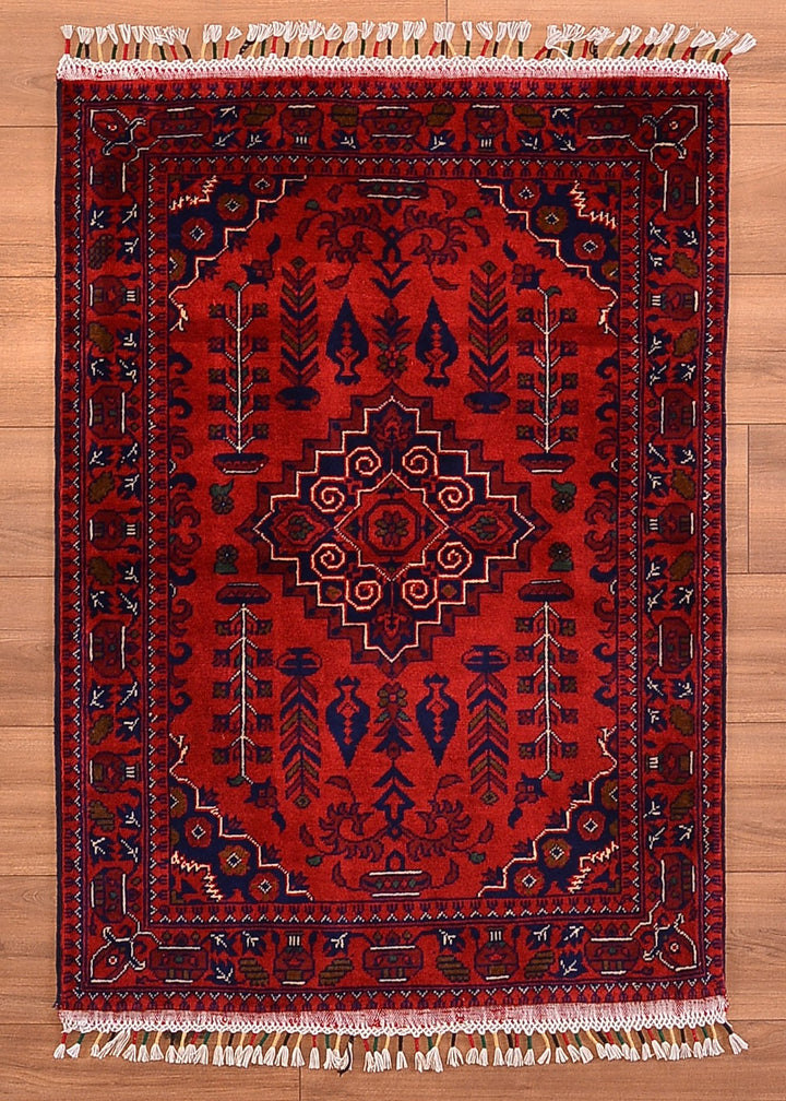 Afghan Carpet Hamyap Original Hand Woven Vegetable Dyed Wool 0.85x120 1.02 Square Meters - 2x4 ft