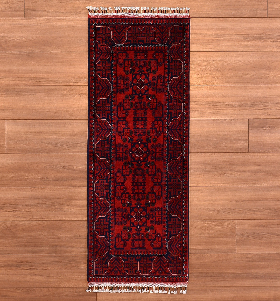 Afghan Carpet Hamyap Runner Original Hand Woven Vegetable Dyed Wool 0.57x151 0.86 Square Meters - 1x3 ft