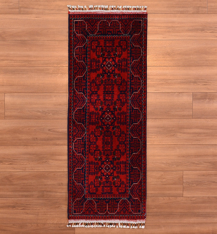 Afghan Carpet Hamyap Runner Original Hand Woven Vegetable Dyed Wool 0.57x151 0.86 Square Meters - 1x3 ft