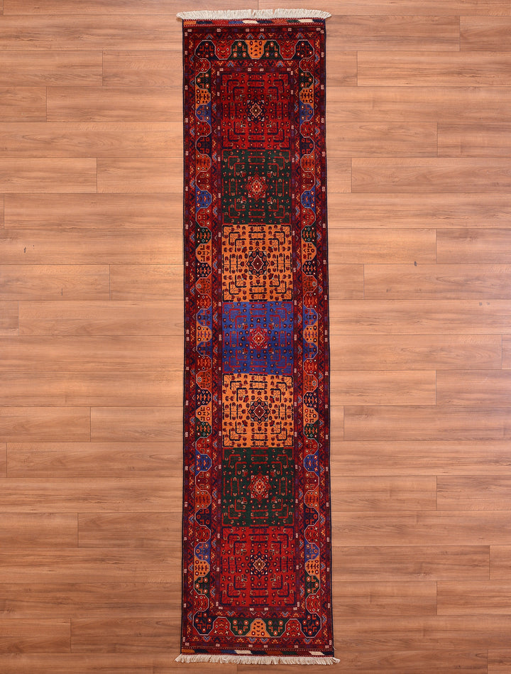 Afghan Carpet Runner Bilcik Original Hand Woven Vegetable Dyed Wool 0.77x339 2.61 Square Meters - 2x11 ft