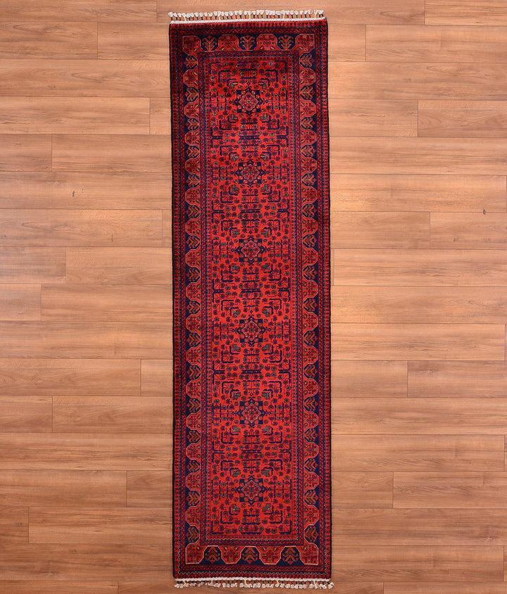 Afghan Carpet Hamyap Runner Original Hand Woven Vegetable Dyed Wool 0.79x287 2.27 Square Meters - 2x10 ft