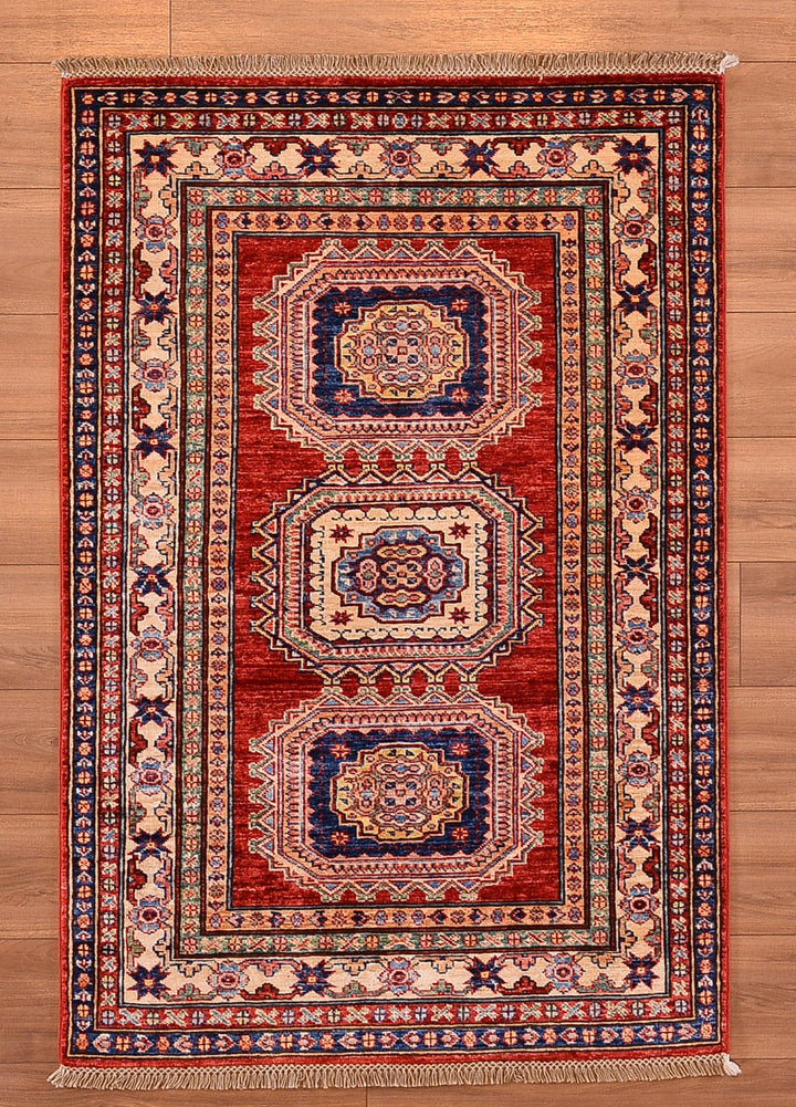 Şirvan Orjinal El Dokuması Kırmızı Kök Boya Yün Halı 102x152 1.55 Metrekare - 3x4 ft