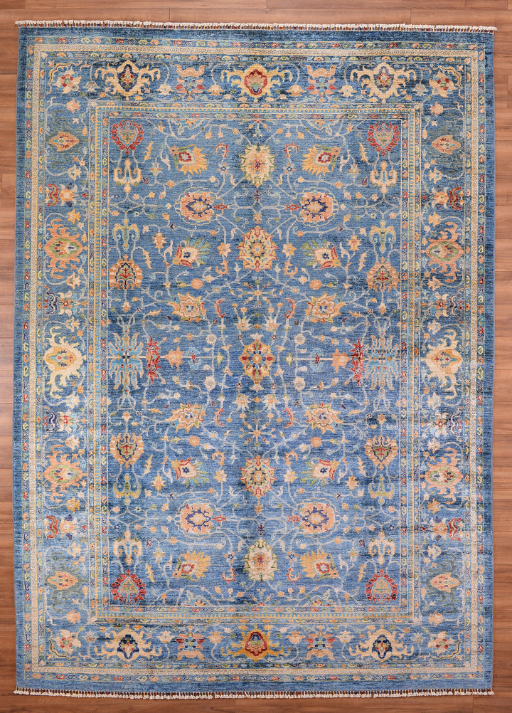 Sultani Binbirgece Original Hand Woven Blue Vegetable Dyed Wool Carpet 275x391 10.75 Square Meters - 10x14 ft