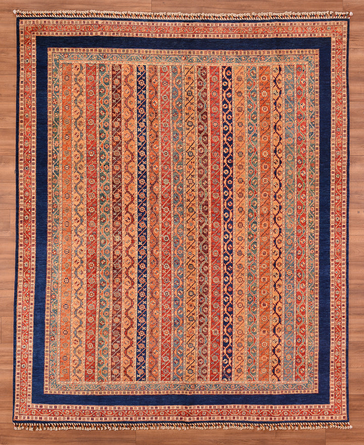 Şal Orjinal El Dokuması Mavi Kök Boya Yün Halı 240x290 6.96 Metrekare - 6x9 ft