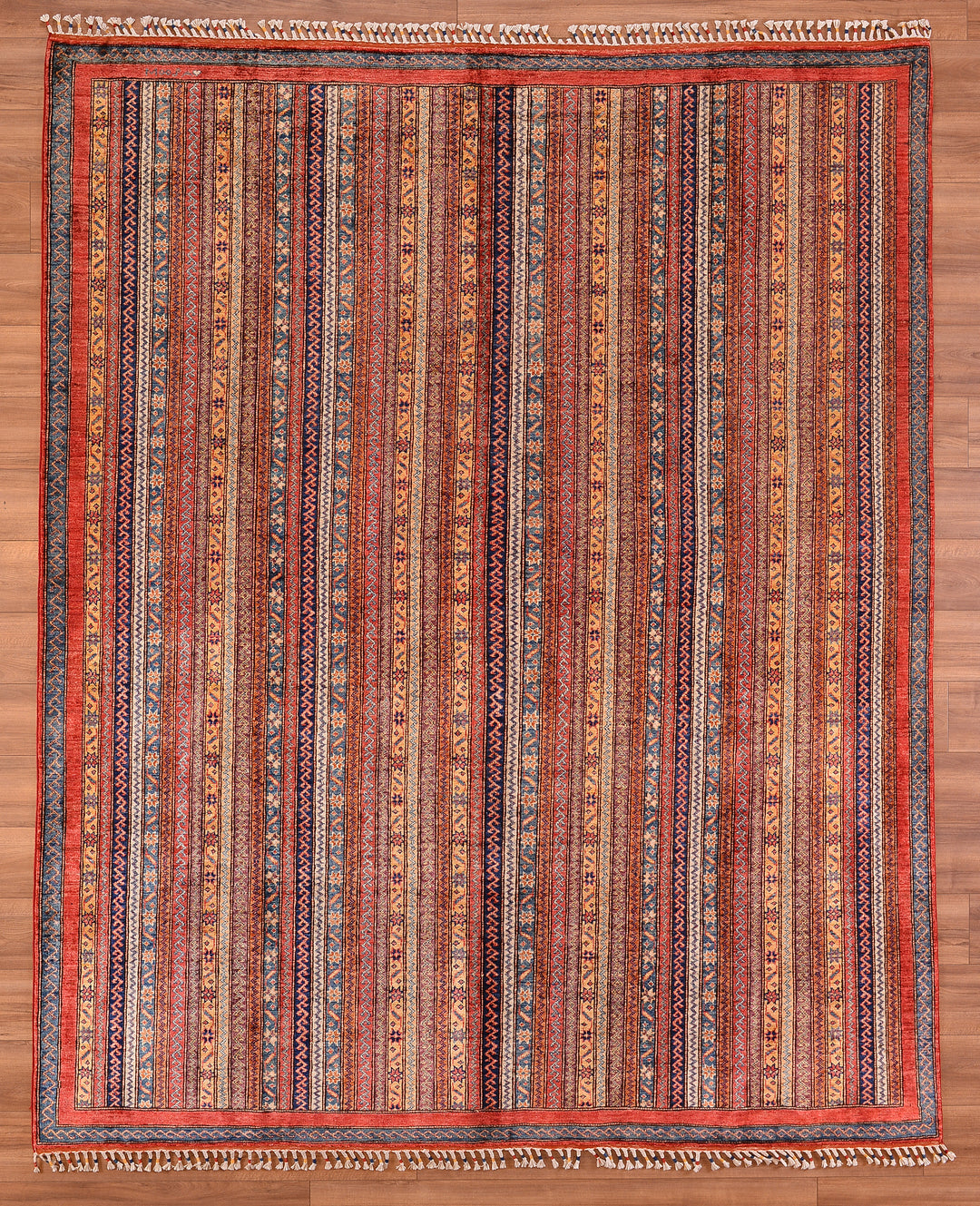 Shawl Original Hand Woven Red Root Dye Wool Carpet 242x296 7.16 Square Meters - 6x9 ft 